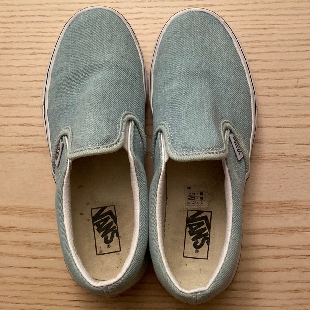 Denim vans slip ons